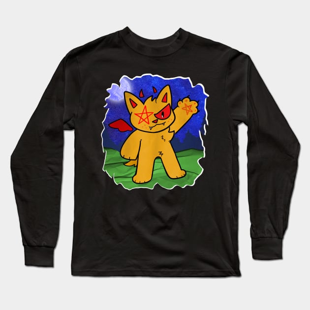 Luci the Devil Kitty Long Sleeve T-Shirt by Husky's Art Emporium